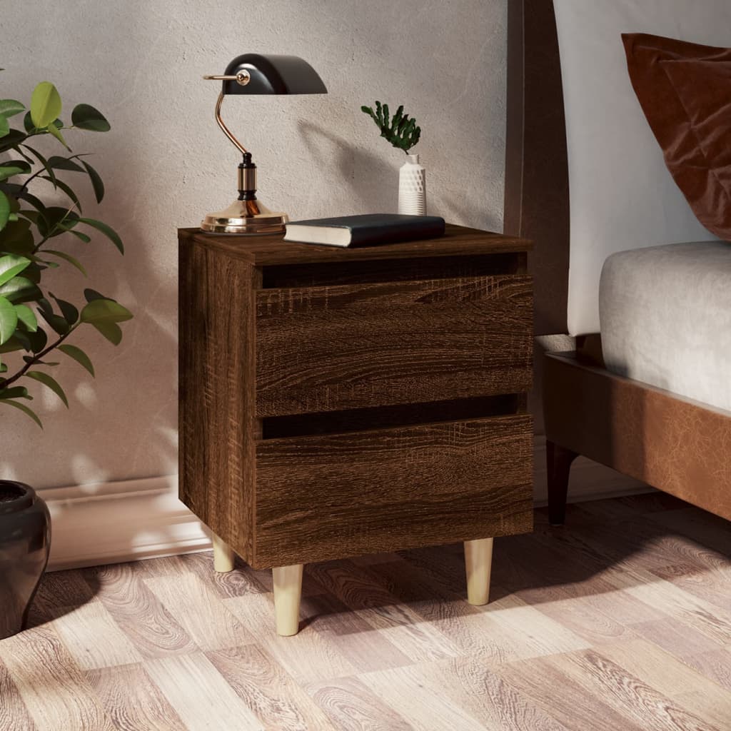 Nachttische mit Massivholz-Beinen 2 Stk. Braun Eiche 40x35x50cm