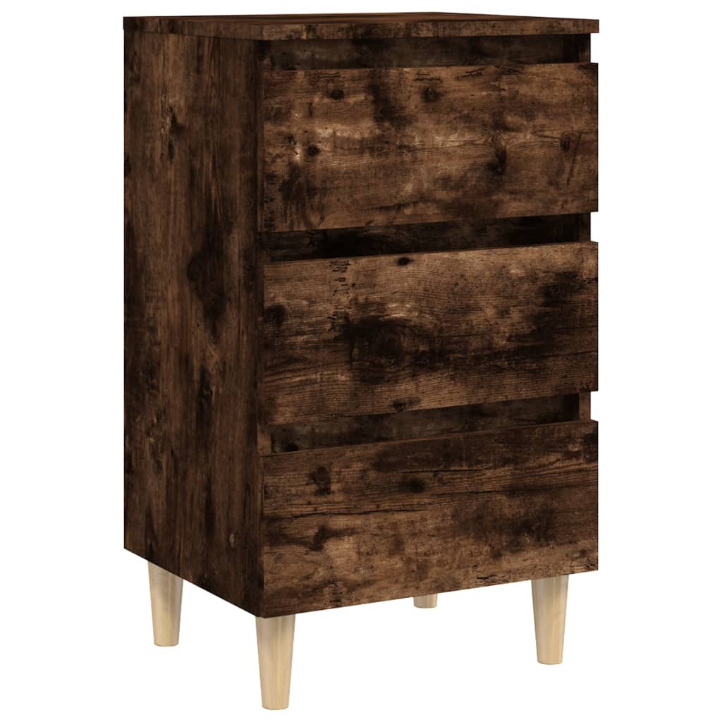 Tables de chevet 2 pcs. Pieds en bois massif chêne fumé 40x35x69 cm