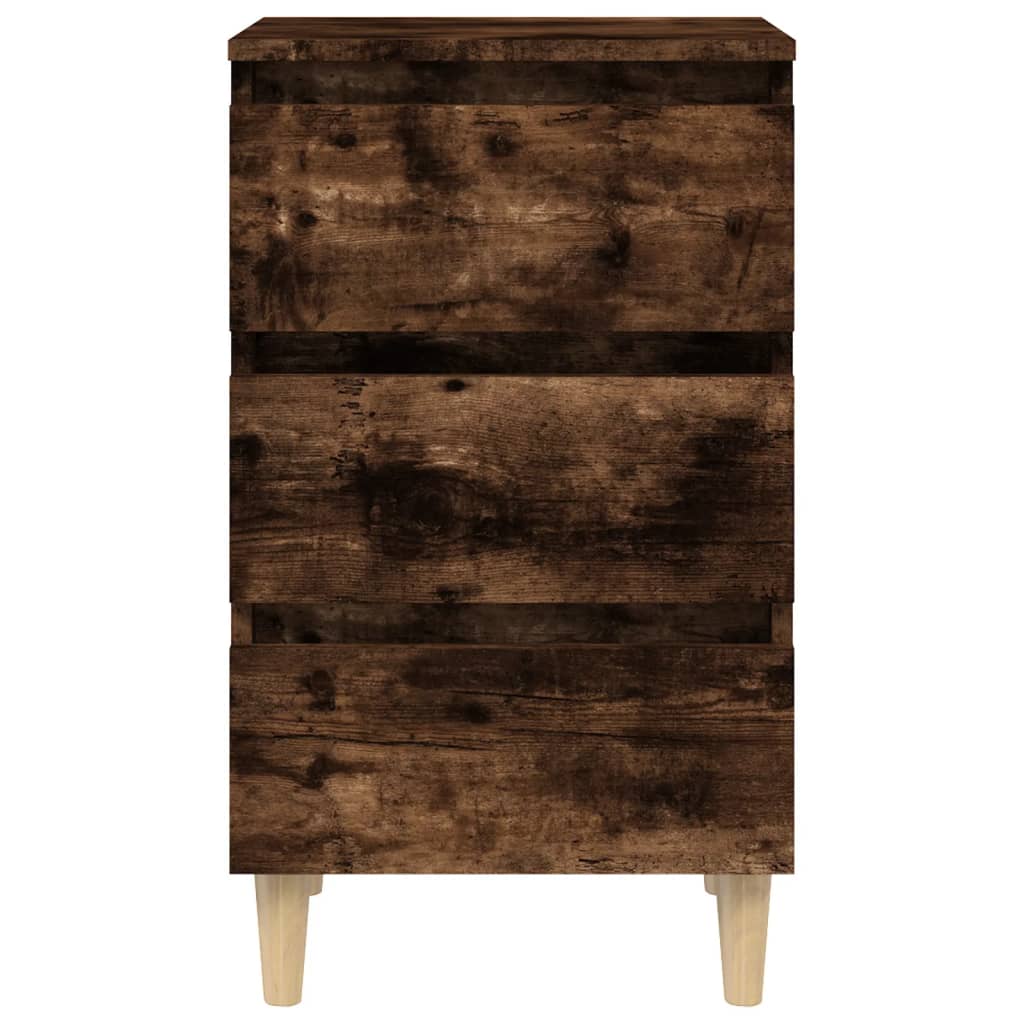 Tables de chevet 2 pcs. Pieds en bois massif chêne fumé 40x35x69 cm