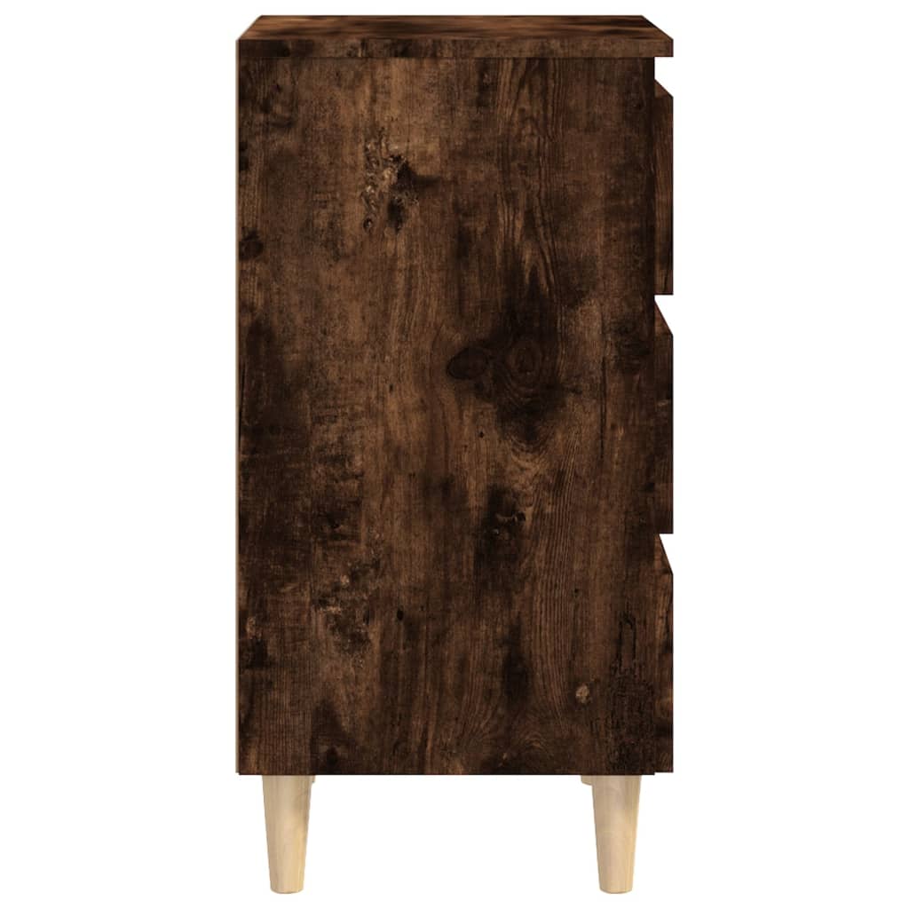 Tables de chevet 2 pcs. Pieds en bois massif chêne fumé 40x35x69 cm