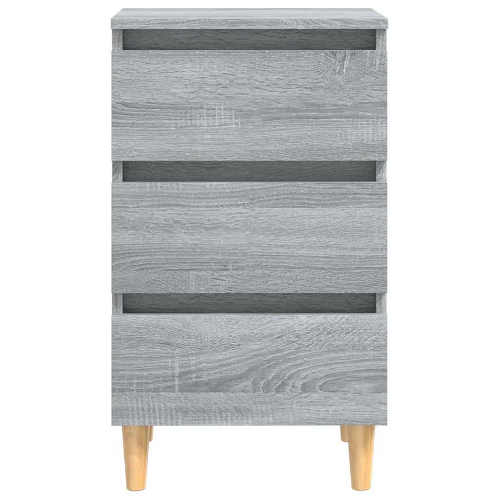 Bedside table with solid wood legs Grey Sonoma 40x35x69 cm