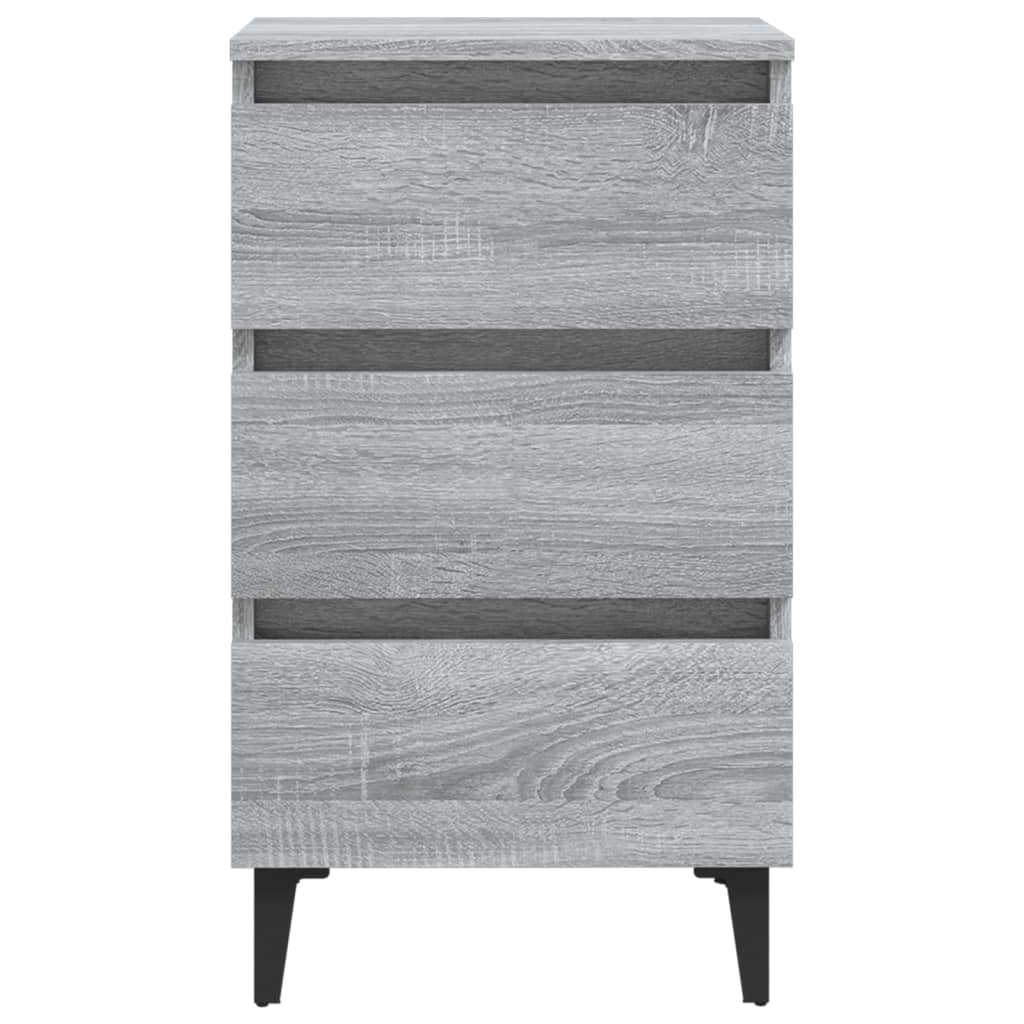 Bedside table with metal legs Gray Sonoma 40x35x69 cm