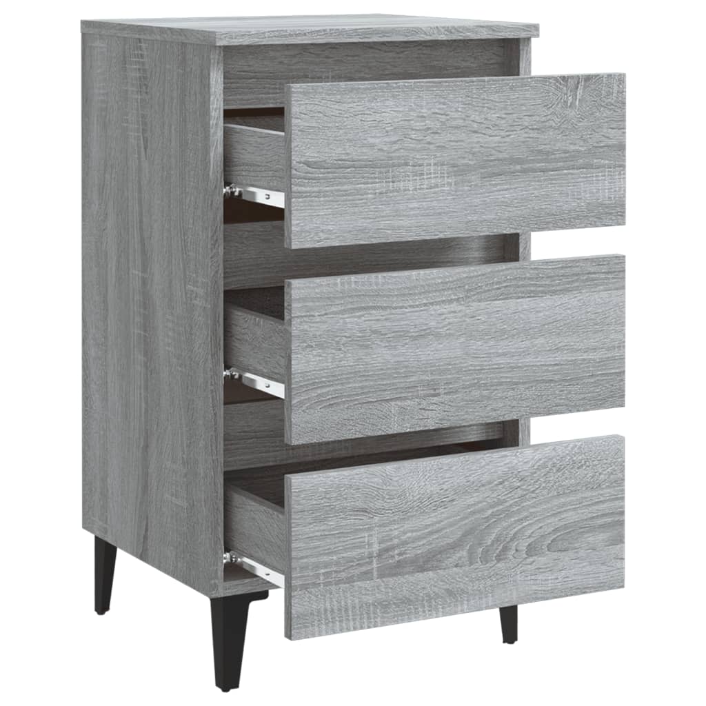 Bedside table with metal legs Gray Sonoma 40x35x69 cm