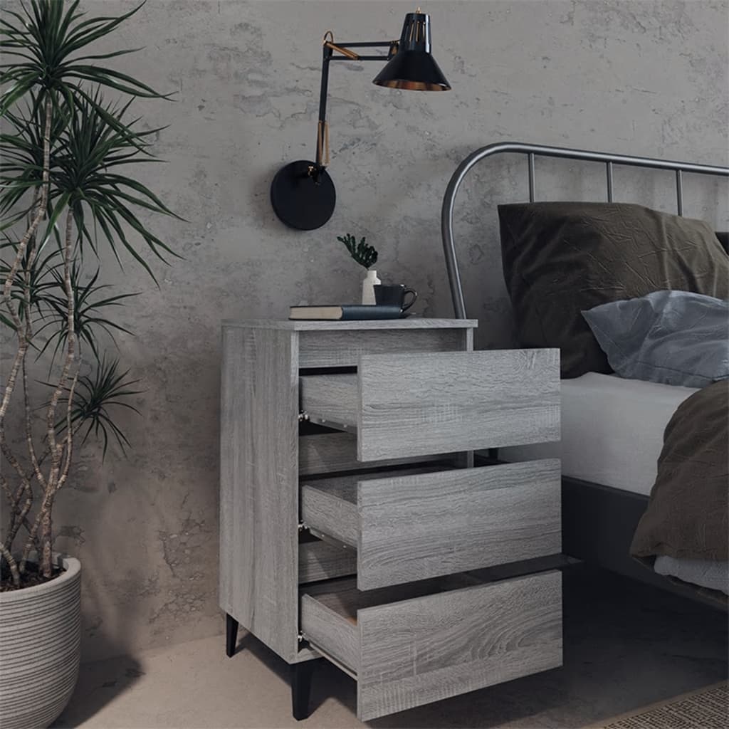 Bedside table with metal legs Gray Sonoma 40x35x69 cm