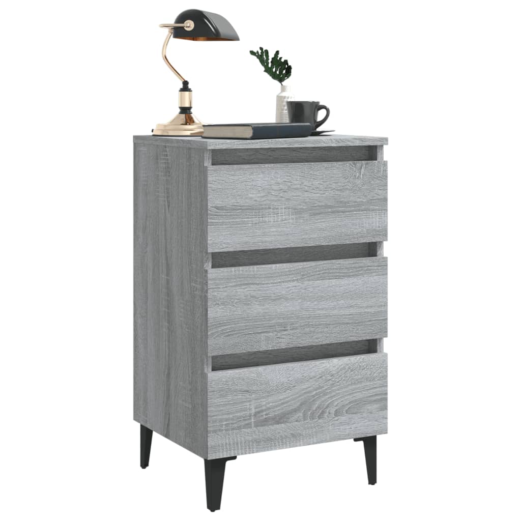 Bedside table with metal legs Gray Sonoma 40x35x69 cm