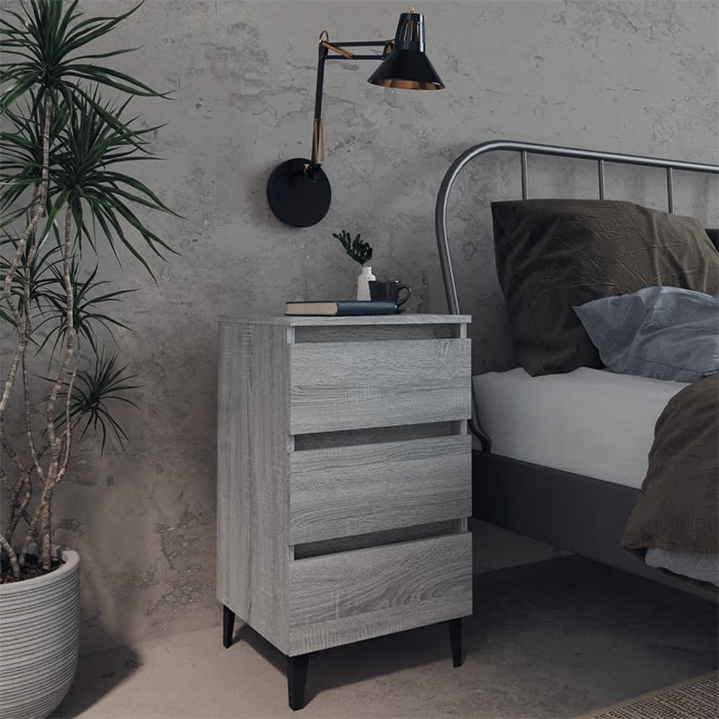 Bedside table with metal legs Gray Sonoma 40x35x69 cm