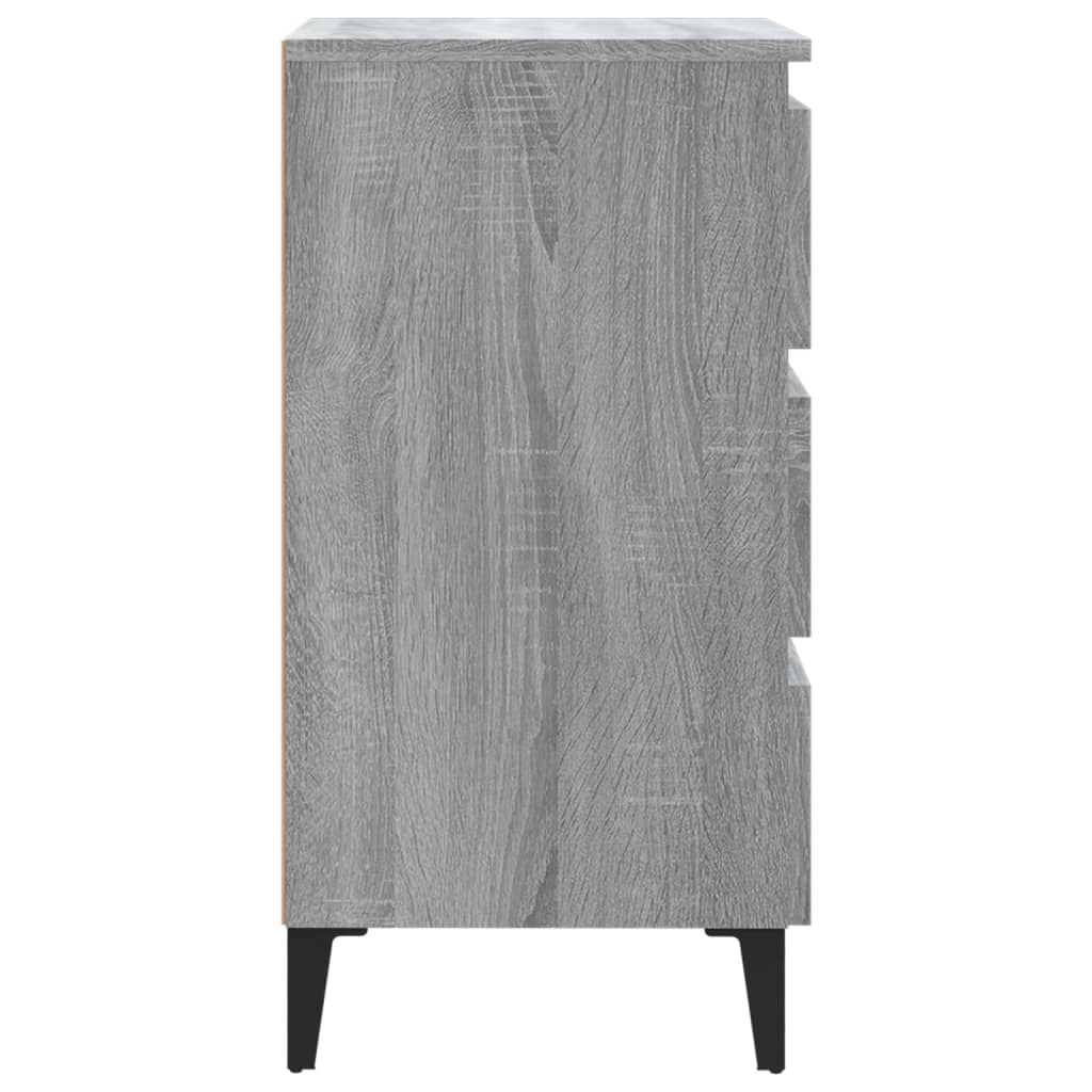 Nachttische mit Metallbeinen 2 Stk. Grau Sonoma 40x35x69 cm