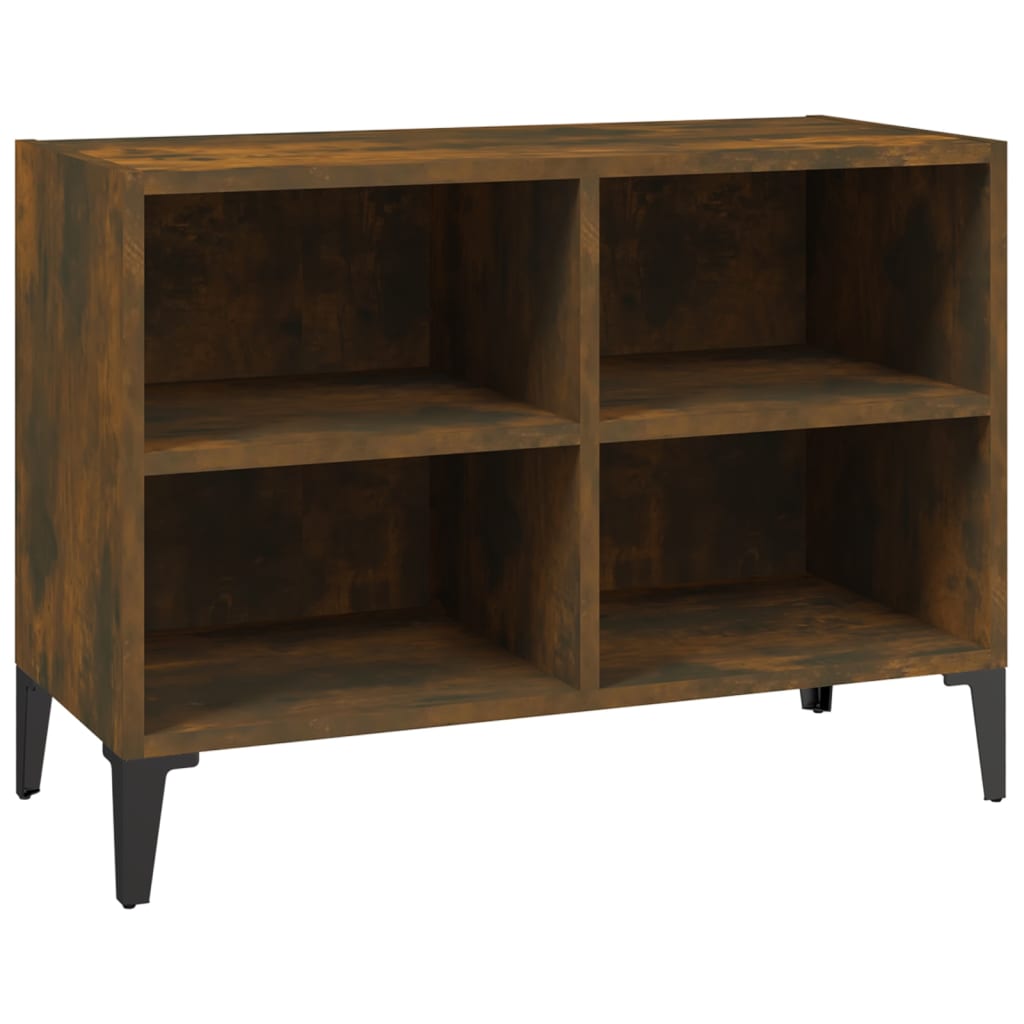 Meuble TV avec pieds en métal chêne fumé 69,5x30x50 cm