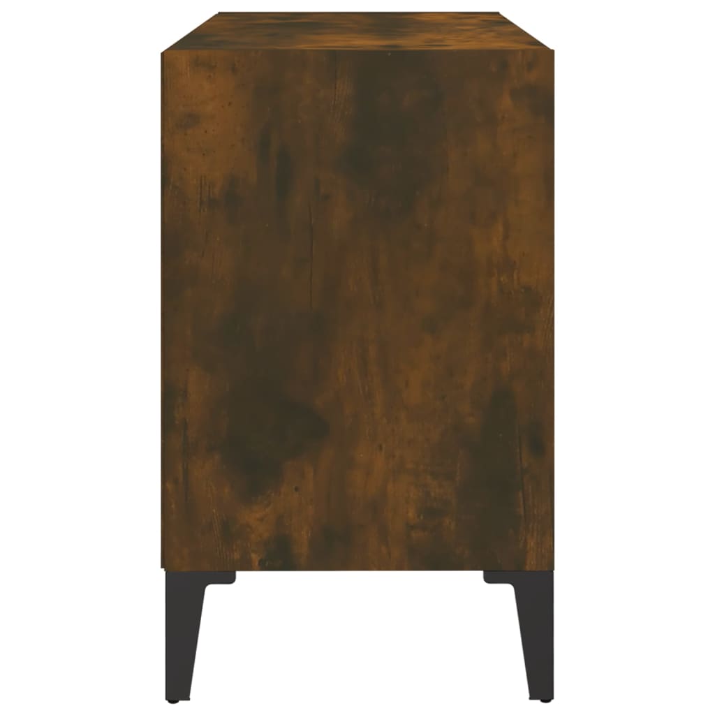 Meuble TV avec pieds en métal chêne fumé 69,5x30x50 cm