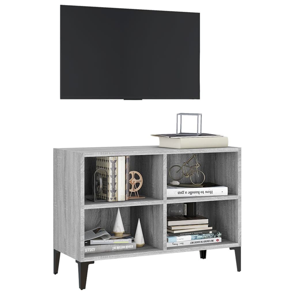 Meuble TV avec pieds en métal, gris Sonoma, 69,5 x 30 x 50 cm