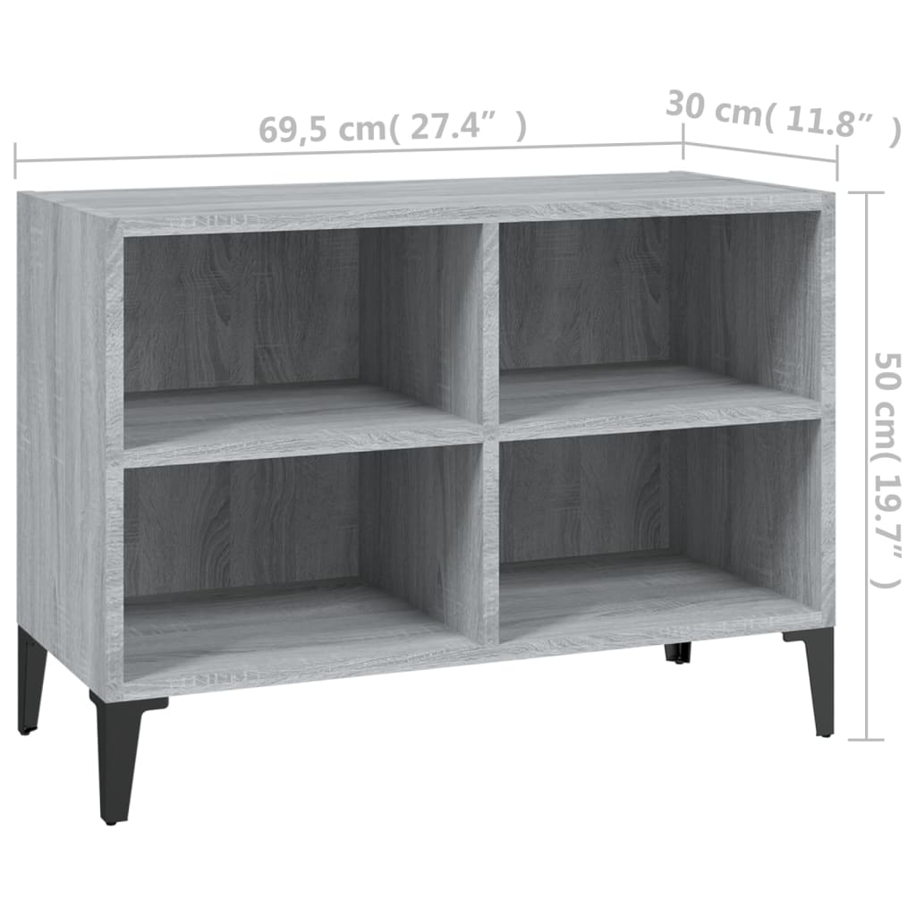 Meuble TV avec pieds en métal, gris Sonoma, 69,5 x 30 x 50 cm