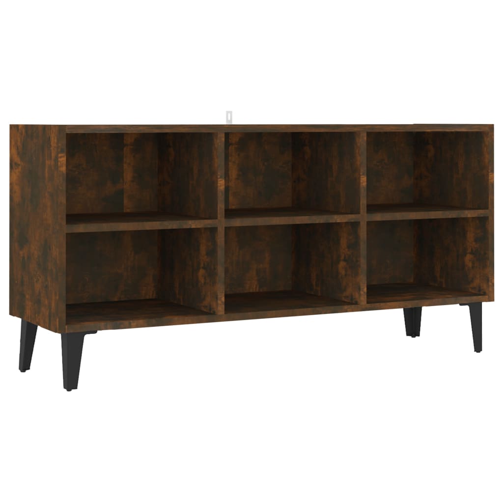 Meuble TV avec pieds en métal chêne fumé 103,5x30x50 cm
