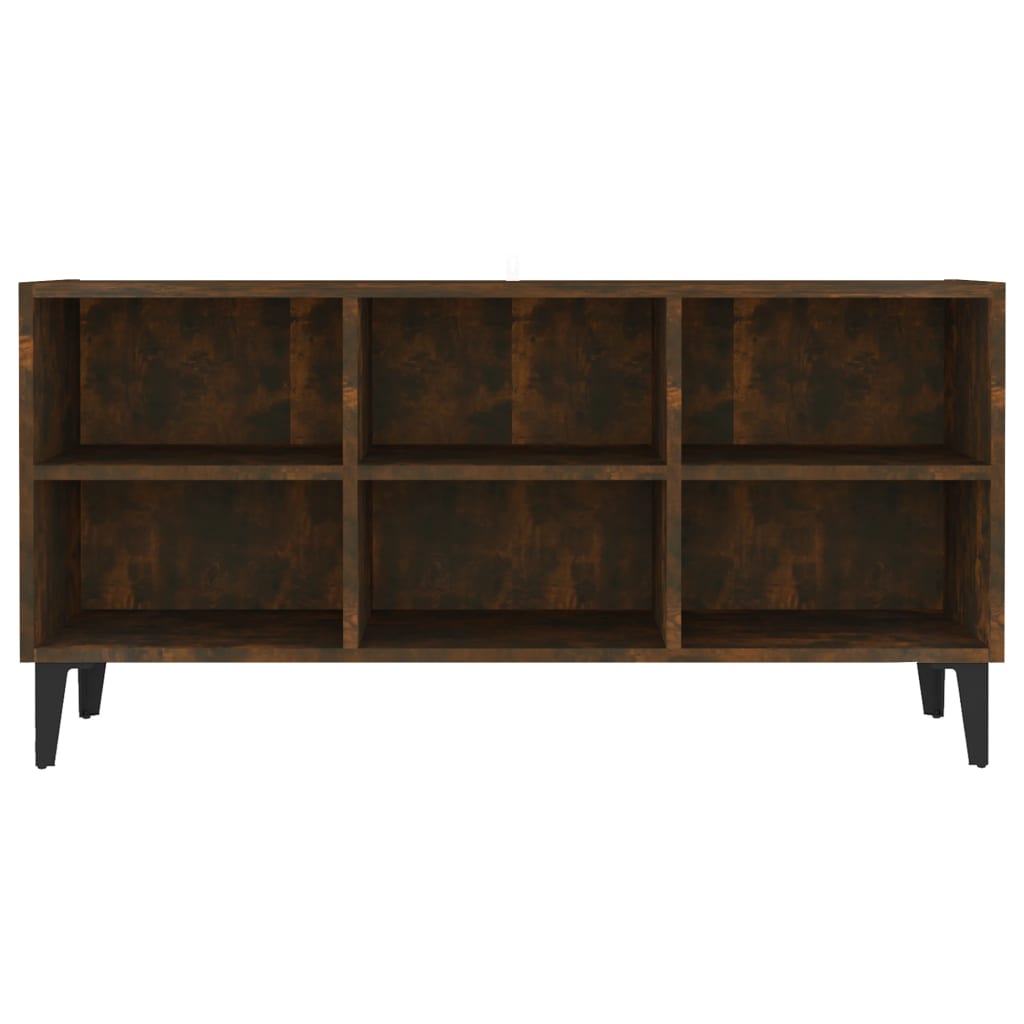 Meuble TV avec pieds en métal chêne fumé 103,5x30x50 cm