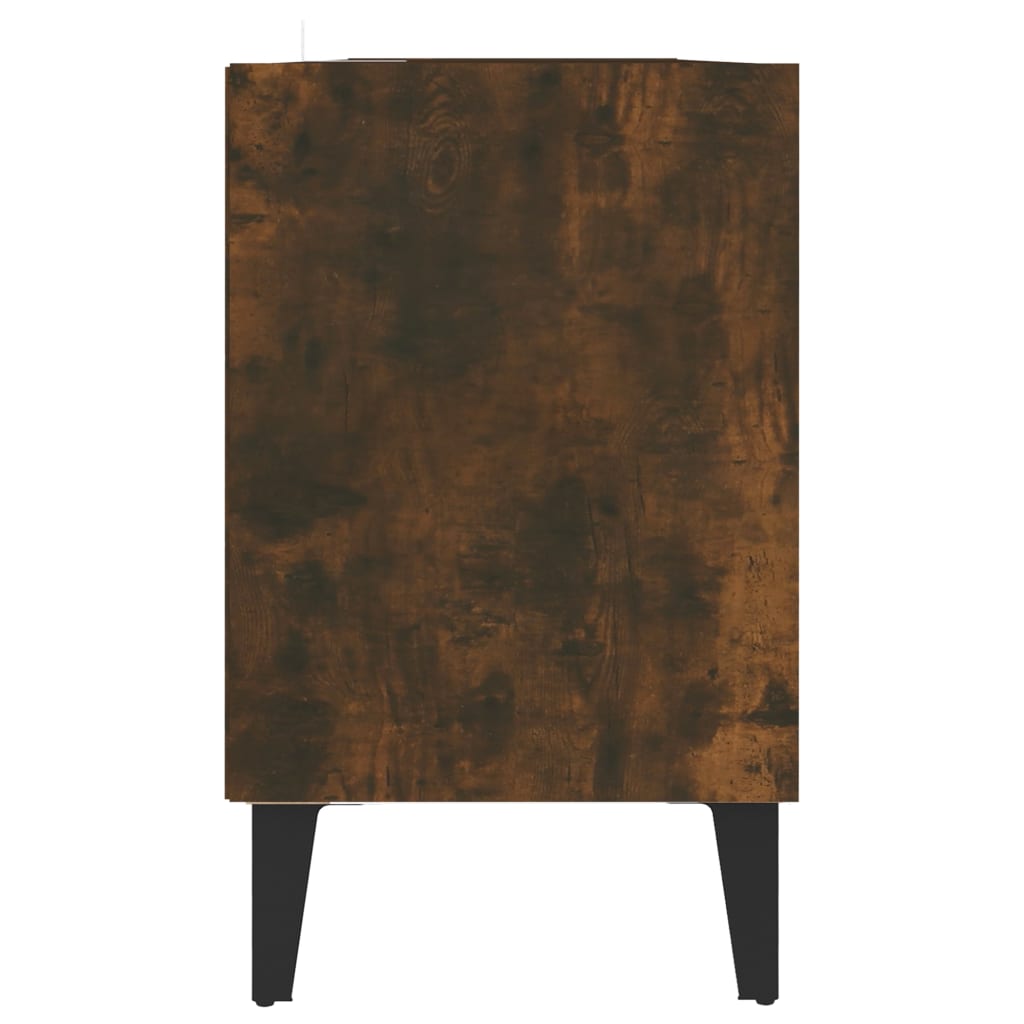 Meuble TV avec pieds en métal chêne fumé 103,5x30x50 cm