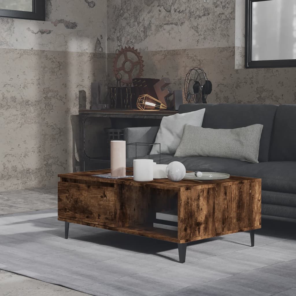 Coffee table smoked oak 90x60x35 cm wood material