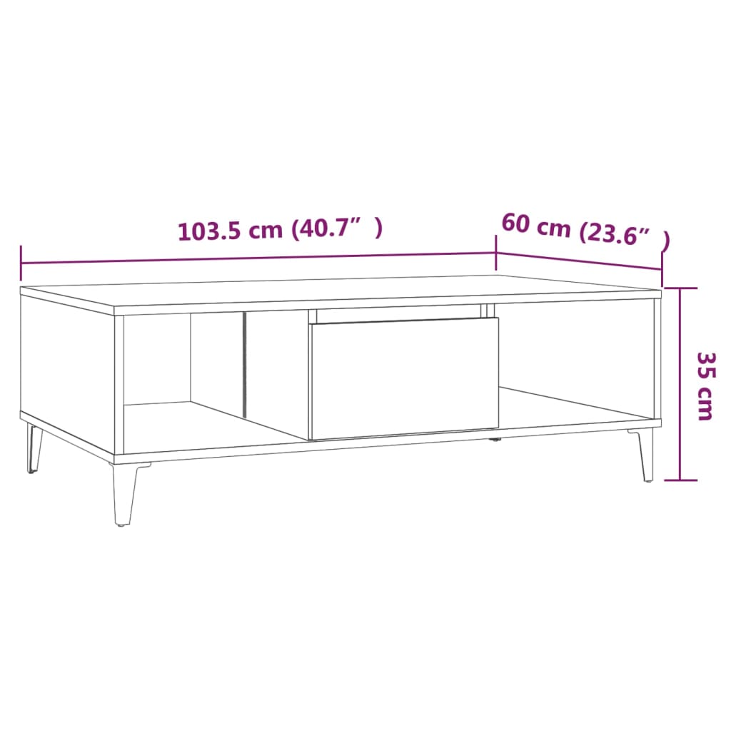 Coffee table smoked oak 103.5x60x35 cm wood material