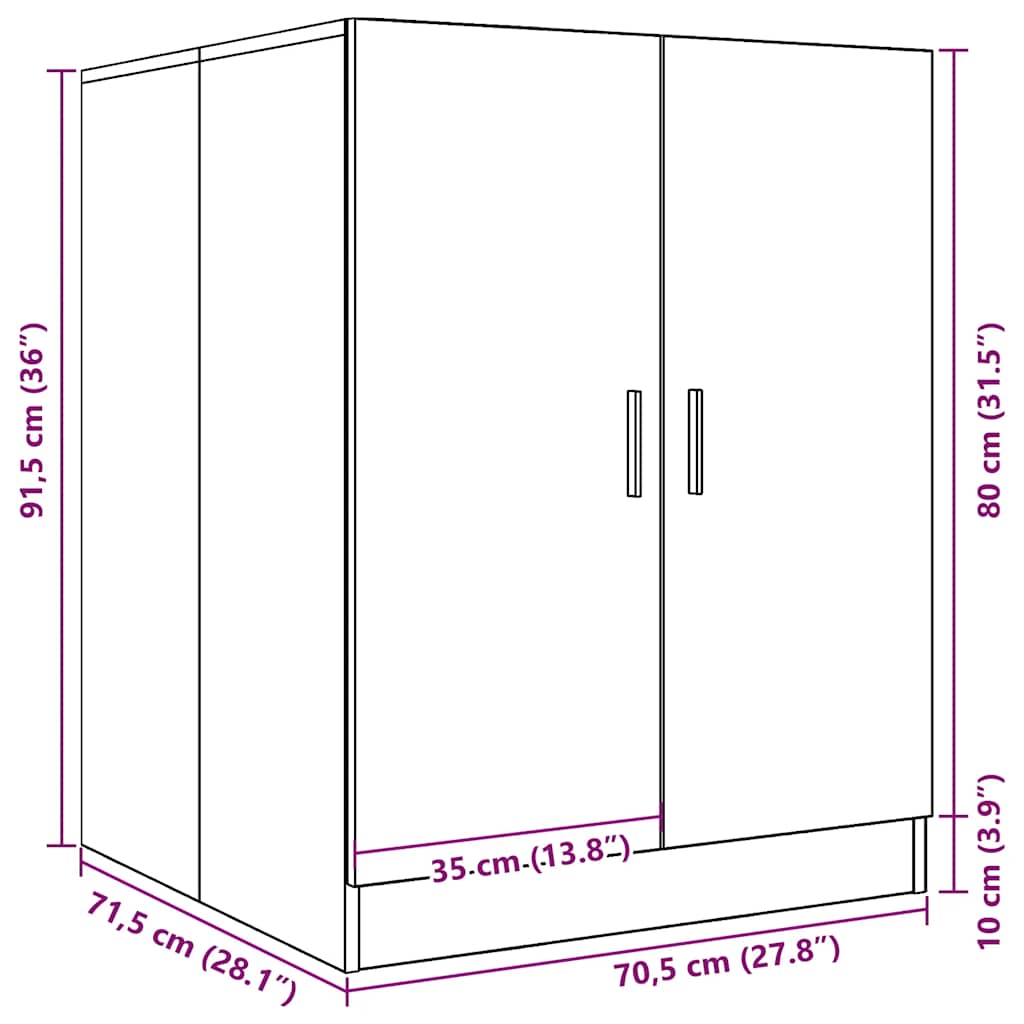 Waschmaschinenschrank Braun Eichen-Optik 71x71,5x91,5 cm