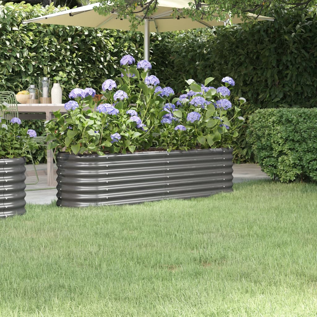 Raised bed powder-coated steel 152x40x36 cm grey