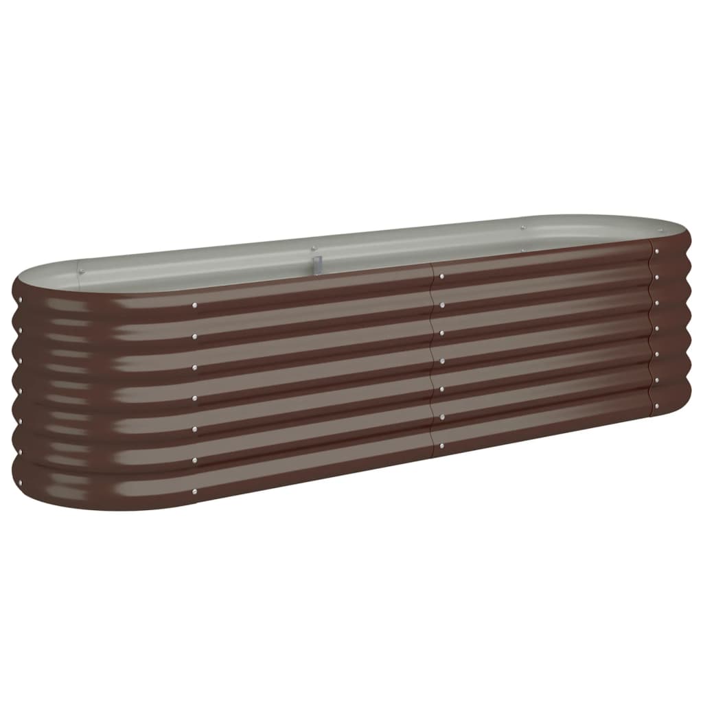 Raised bed powder-coated steel 152x40x36 cm brown