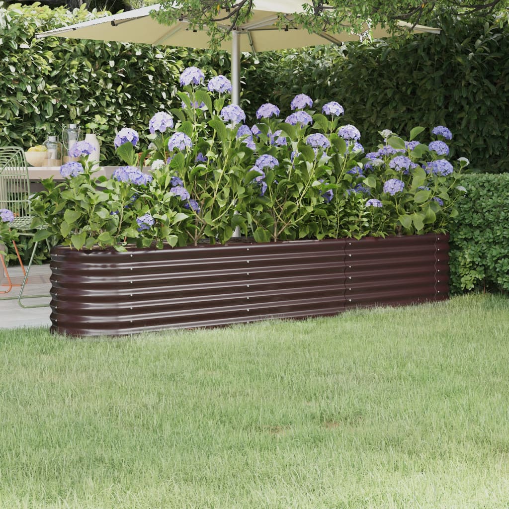 Raised bed powder-coated steel 224x40x36 cm brown
