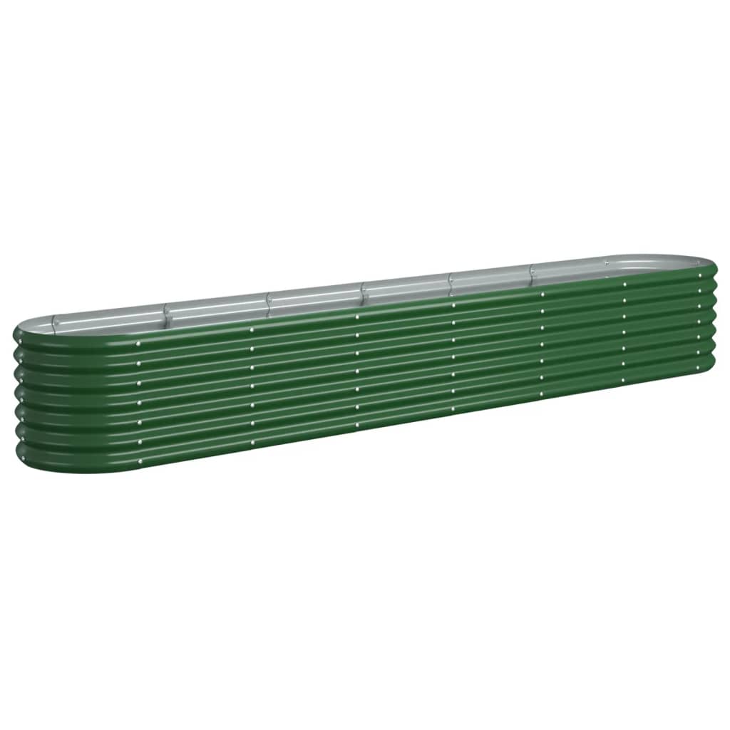 Raised bed powder-coated steel 260x40x36 cm green