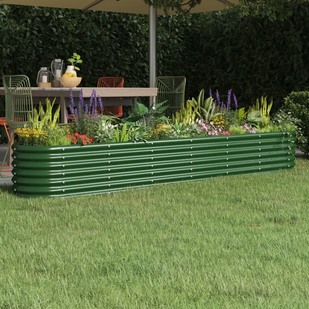 Raised bed powder-coated steel 260x40x36 cm green