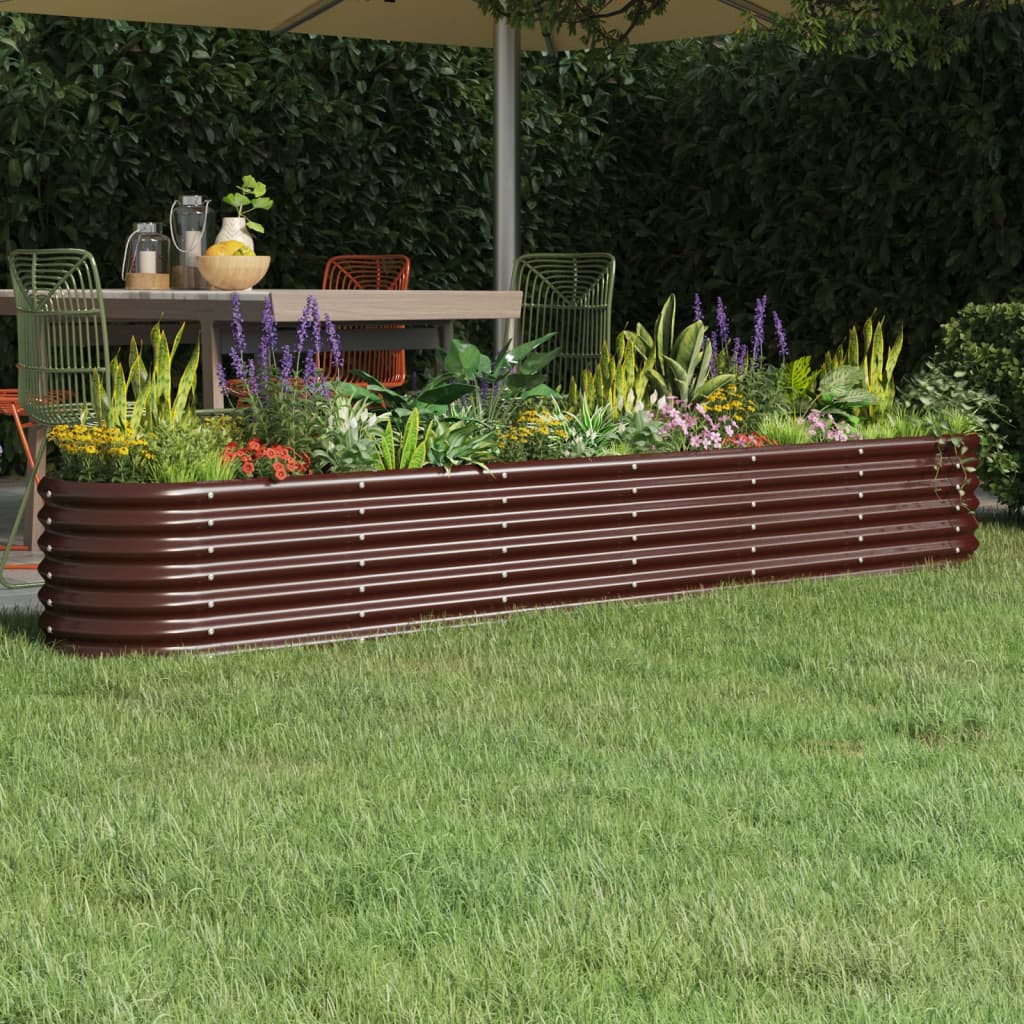 Raised bed powder-coated steel 260x40x36 cm brown