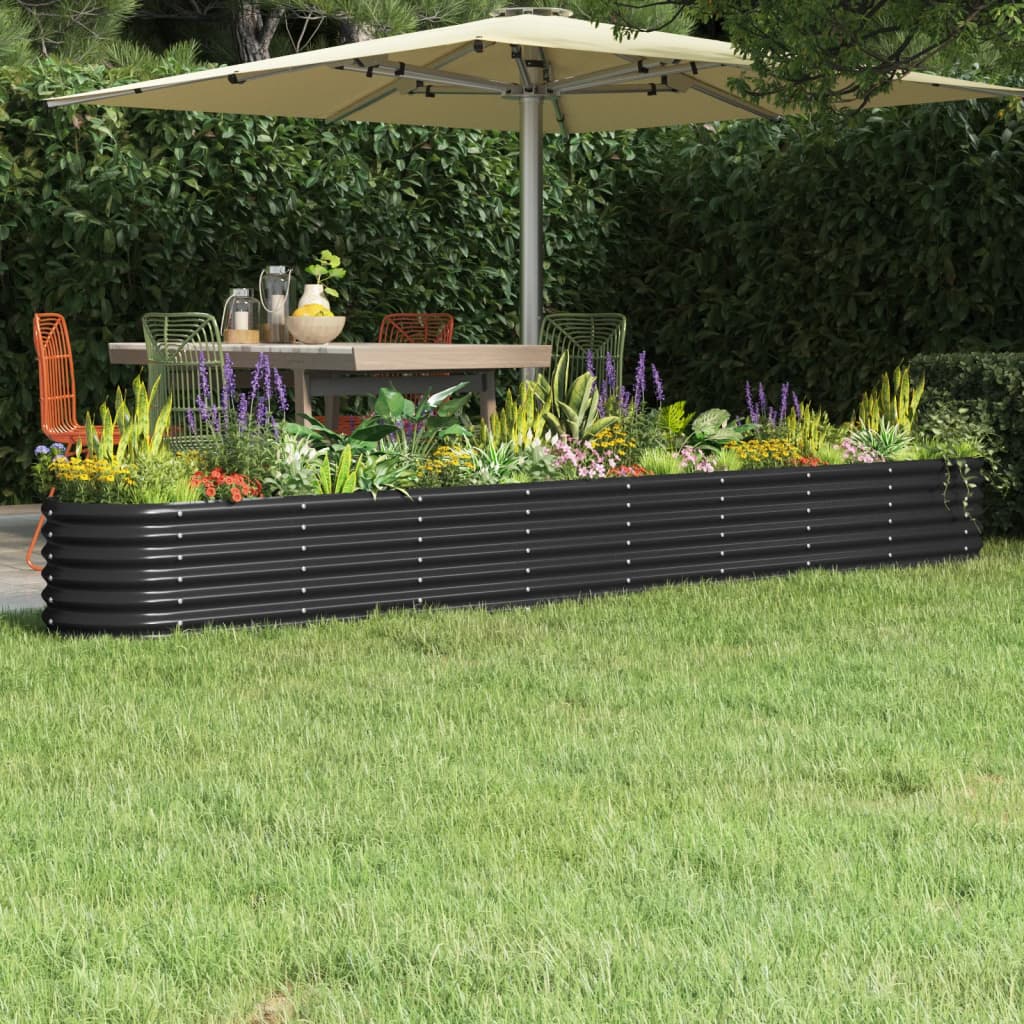 Raised bed powder-coated steel 332x40x36 cm anthracite