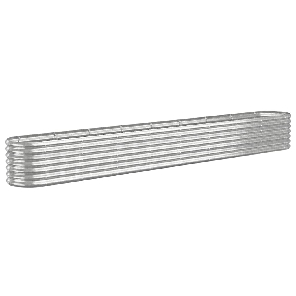 Raised bed powder-coated steel 332x40x36 cm silver