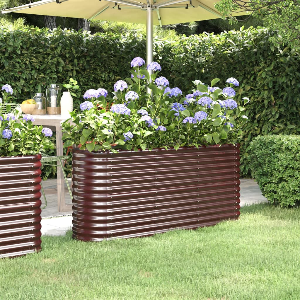 Raised bed powder-coated steel 152x40x68 cm brown