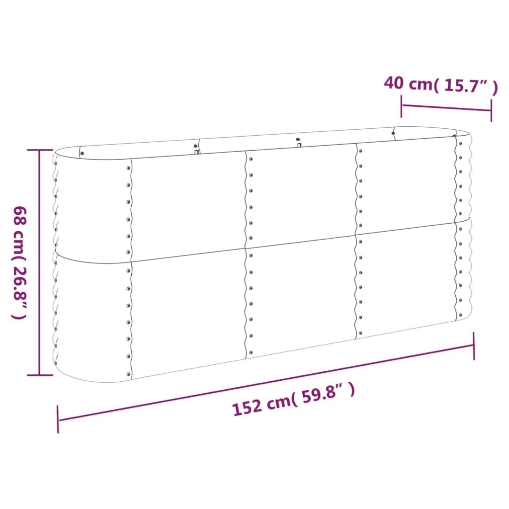 Hochbeet Verzinkter Stahl 152x40x68 cm Silbern