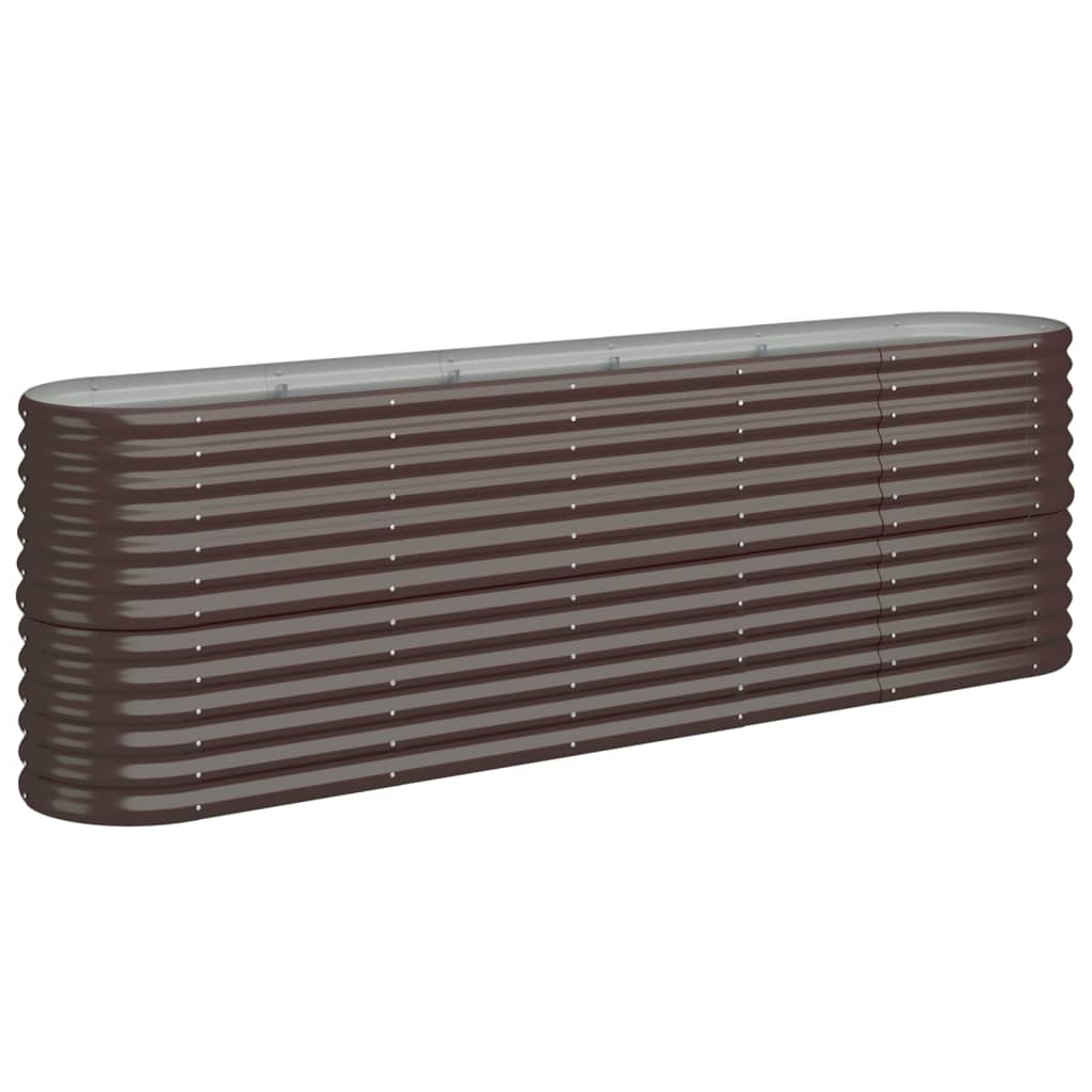 Raised bed powder-coated steel 224x40x68 cm brown