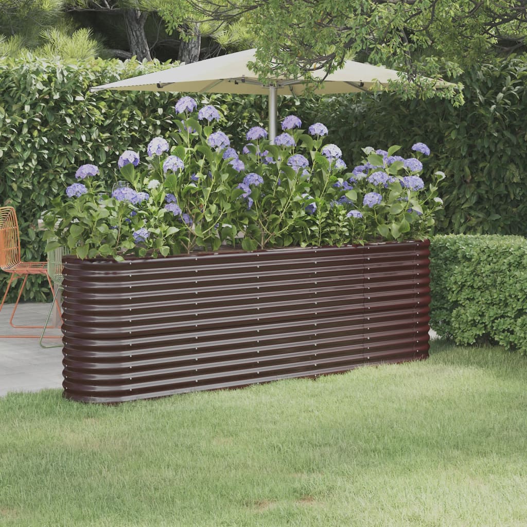Raised bed powder-coated steel 224x40x68 cm brown
