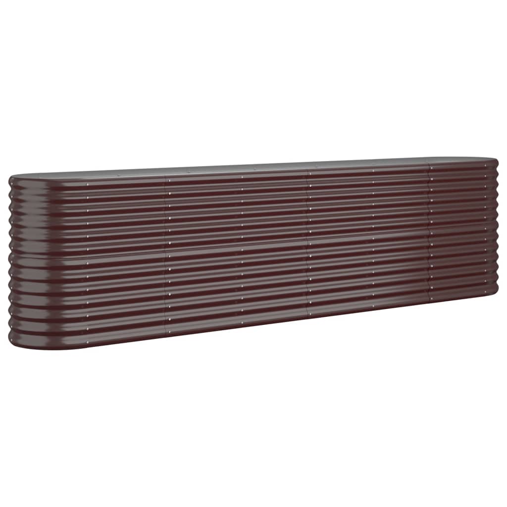 Raised bed powder-coated steel 260x40x68 cm brown