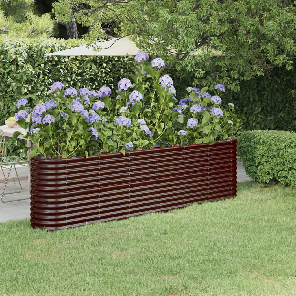 Raised bed powder-coated steel 260x40x68 cm brown