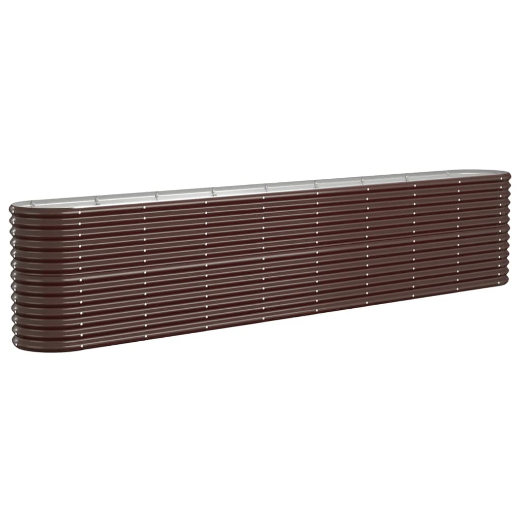 Raised bed powder-coated steel 332x40x68 cm brown