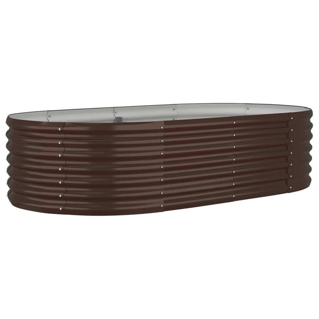 Raised bed powder-coated steel 152x80x36 cm brown