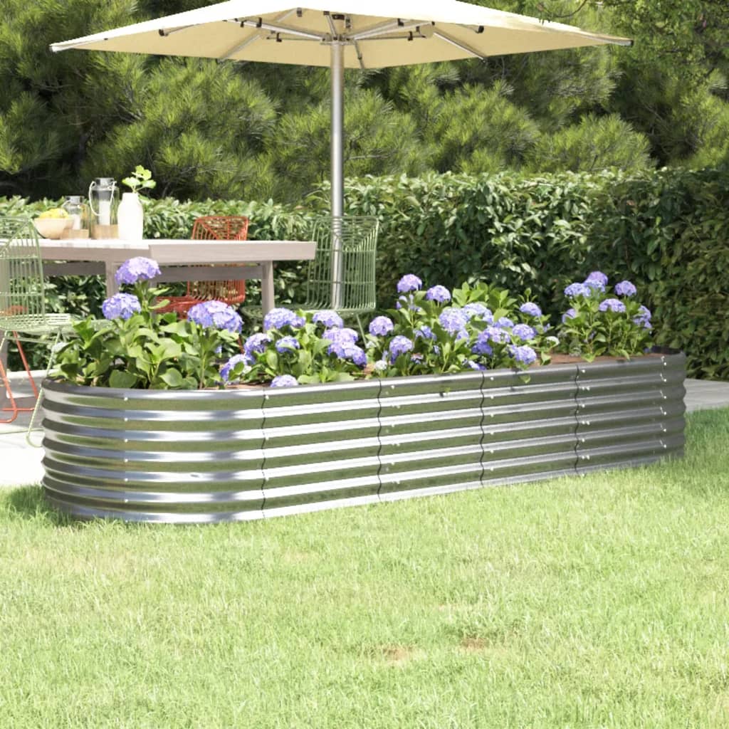 Hochbeet Verzinkter Stahl 224x80x36 cm Silbern