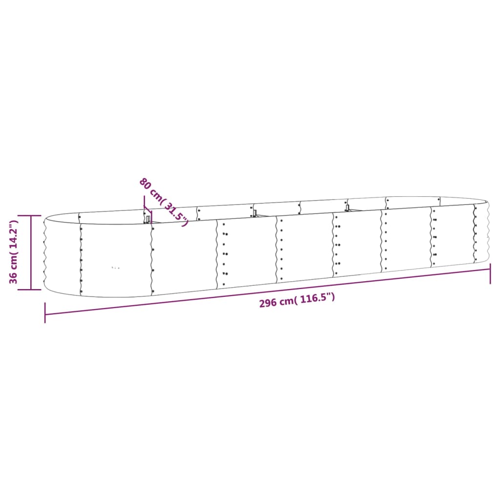 Hochbeet Verzinkter Stahl 296x80x36 cm Braun