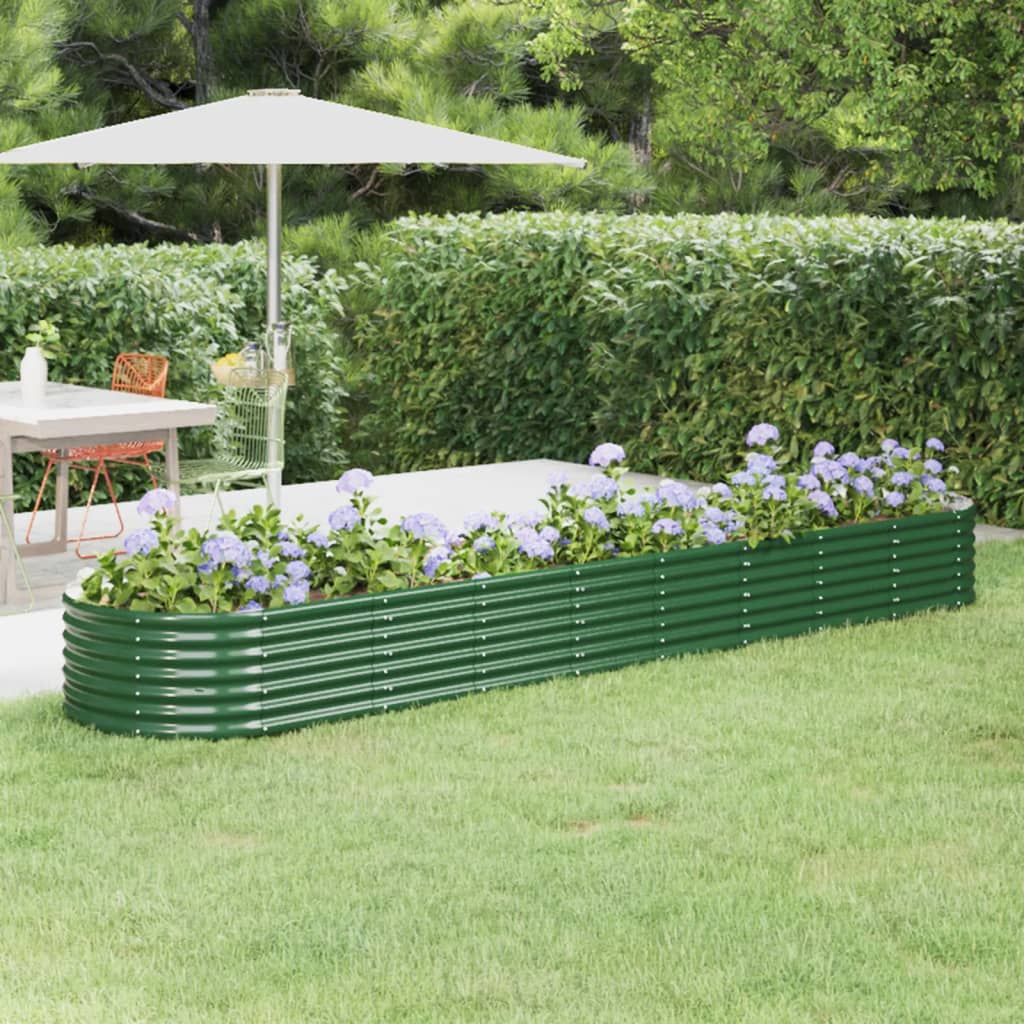 Raised bed powder-coated steel 368x80x36 cm green