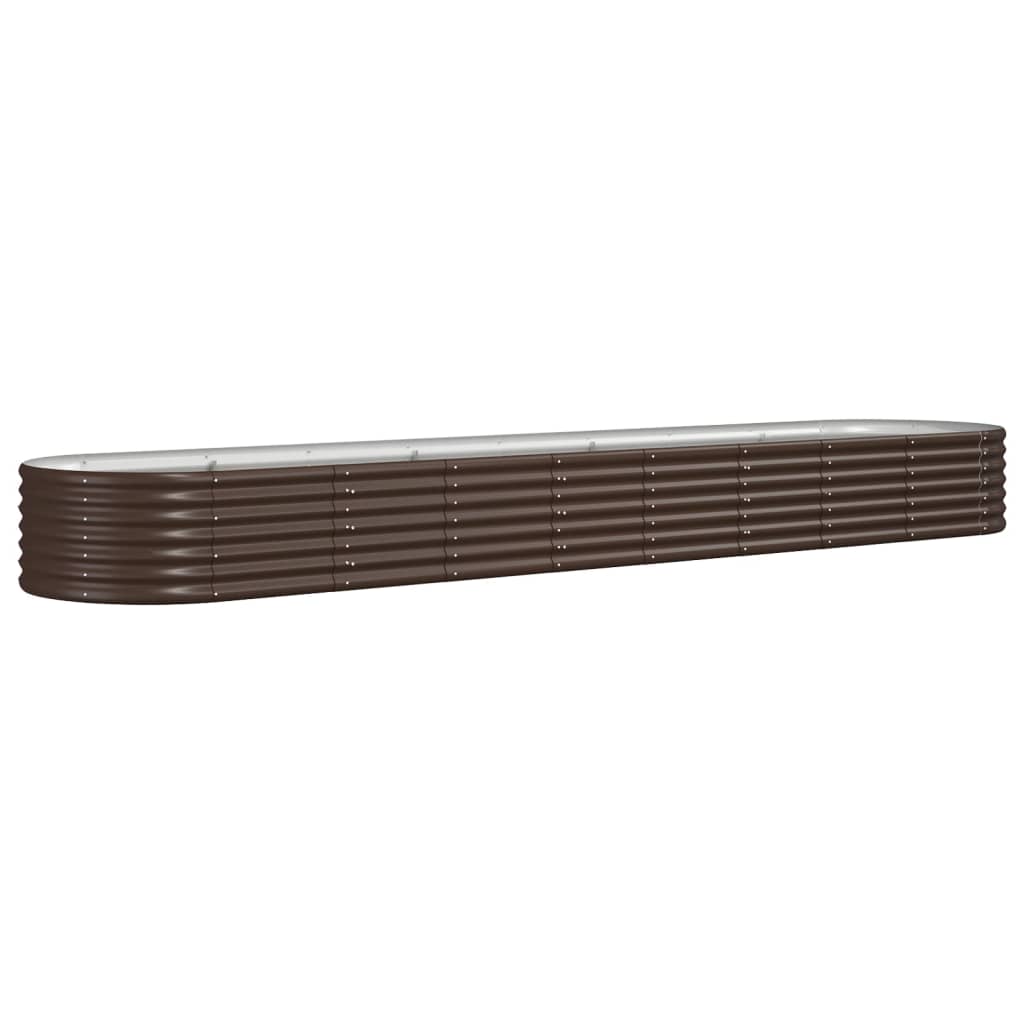 Raised bed powder-coated steel 368x80x36 cm brown