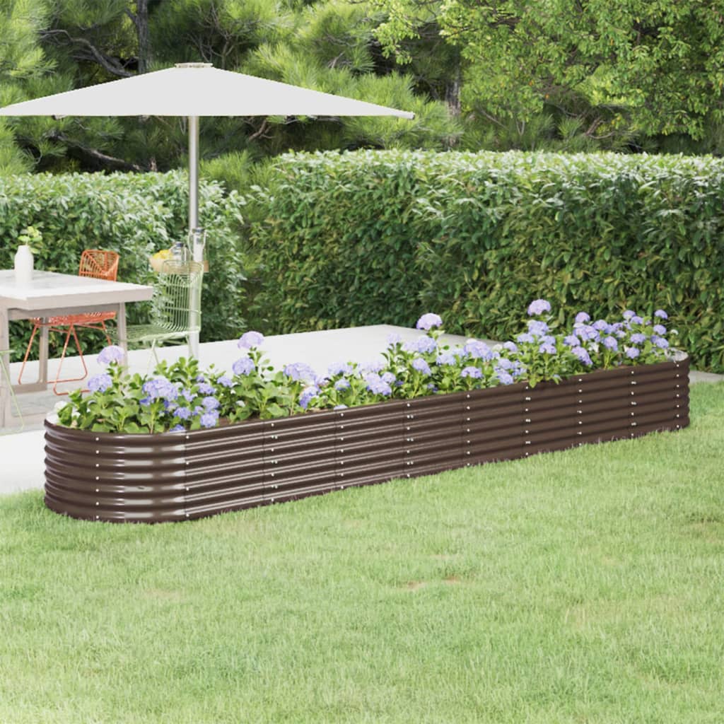 Raised bed powder-coated steel 368x80x36 cm brown