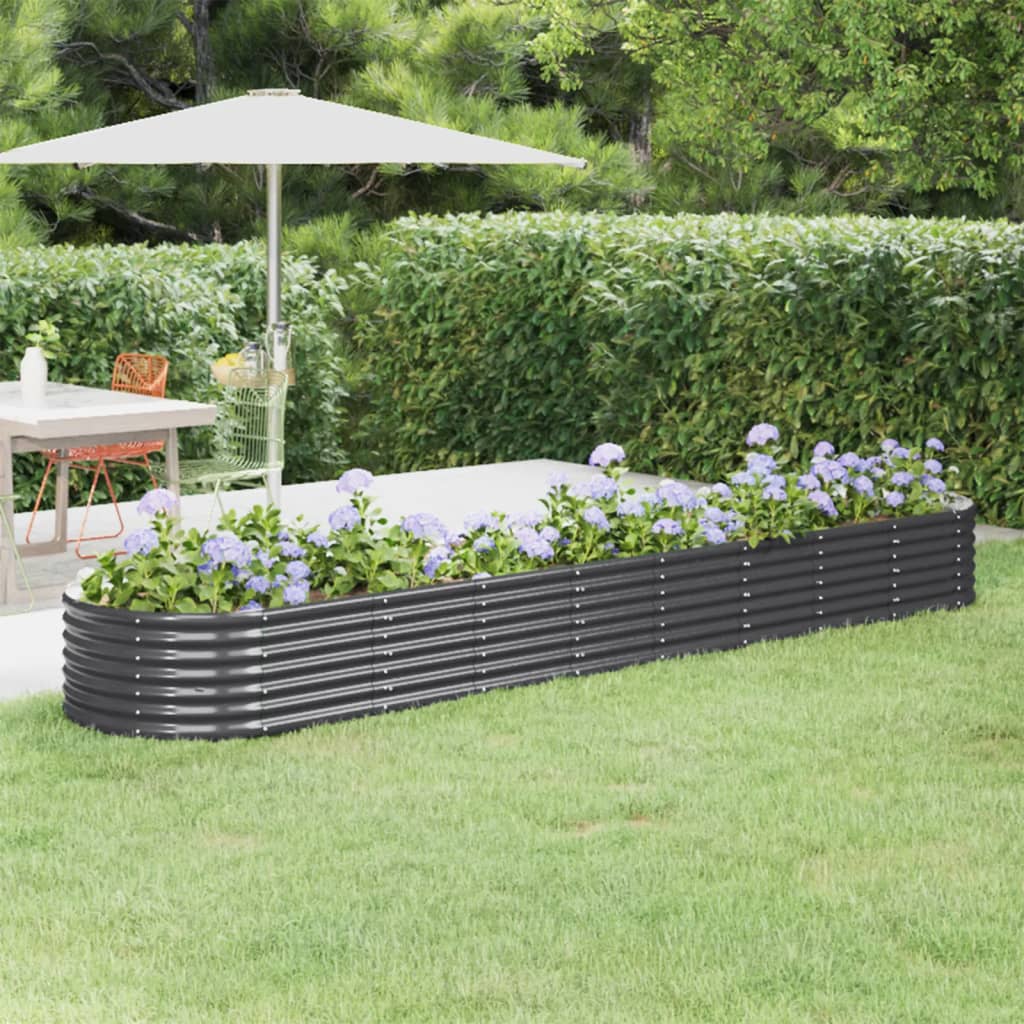 Raised bed powder-coated steel 368x80x36 cm anthracite