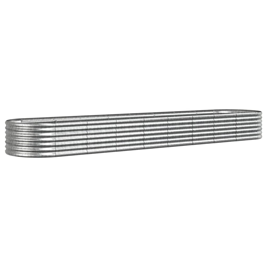 Raised bed powder-coated steel 368x80x36 cm silver