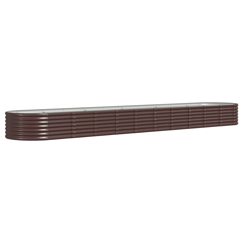 Raised bed powder-coated steel 440x80x36 cm brown