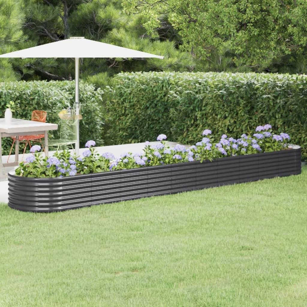 Raised bed powder-coated steel 440x80x36 cm anthracite
