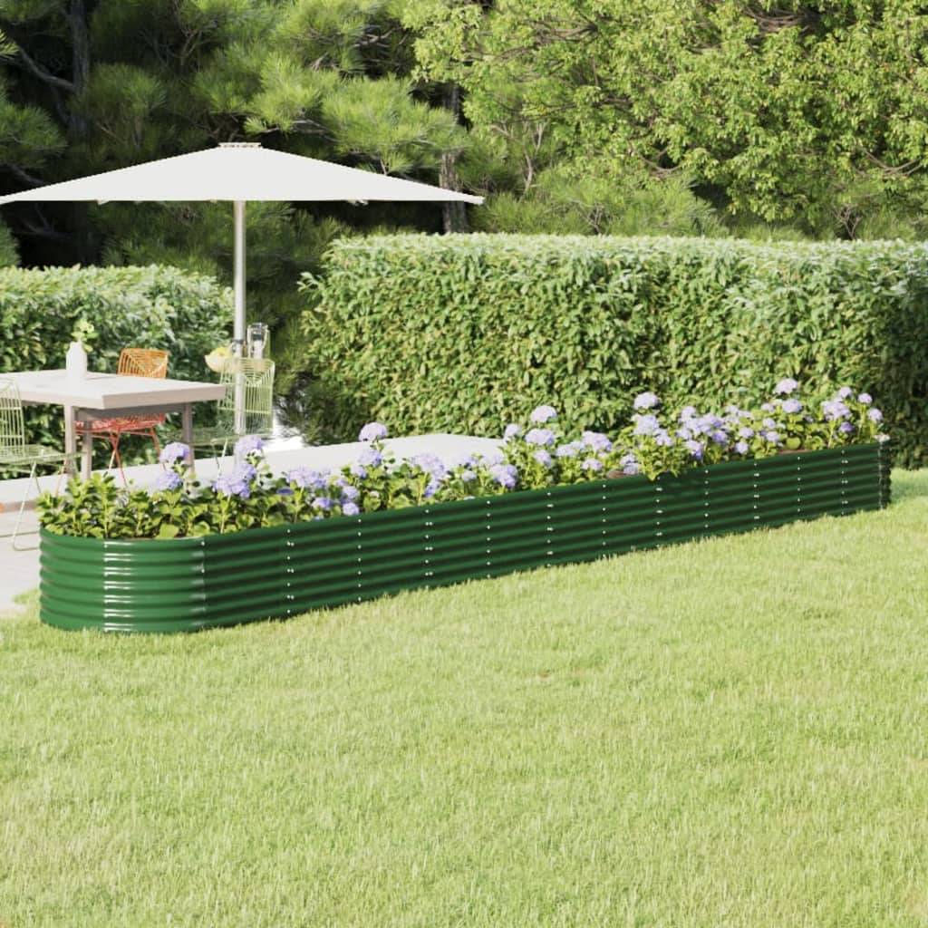 Raised bed powder-coated steel 512x80x36 cm green