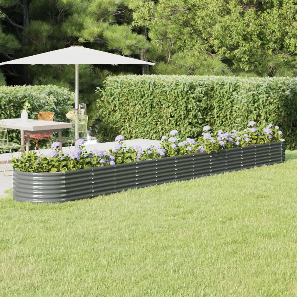 Raised bed powder-coated steel 512x80x36 cm grey