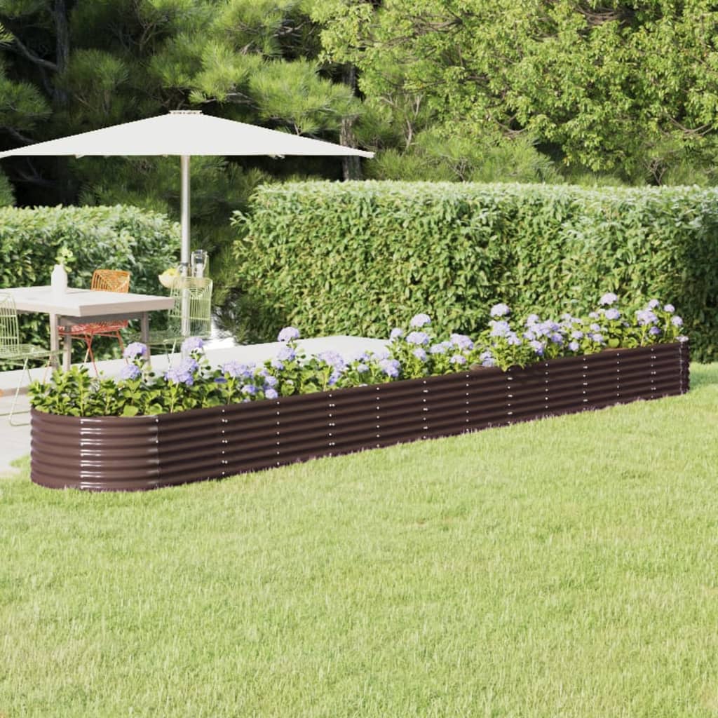 Raised bed powder-coated steel 512x80x36 cm brown