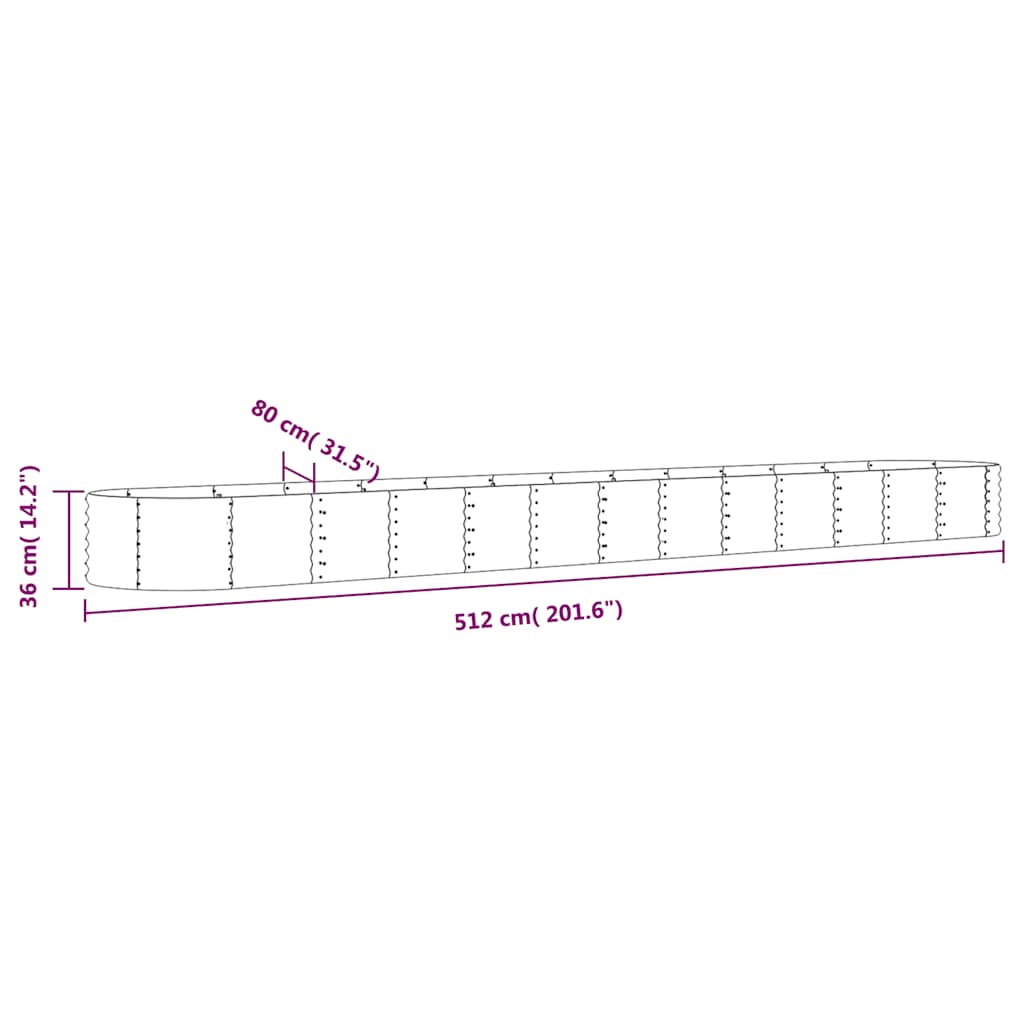 Hochbeet Verzinkter Stahl 512x80x36 cm Anthrazit